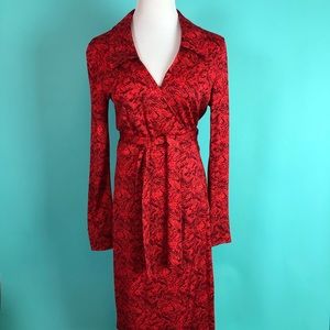 Vtg 1990s Diane Von Furstenberg Silk Wrap Dress 10